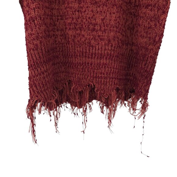 Umgee Sweater Womens XL Distressed Hem V Neck Pullover Knit Wine NEW - Picture 15 of 16